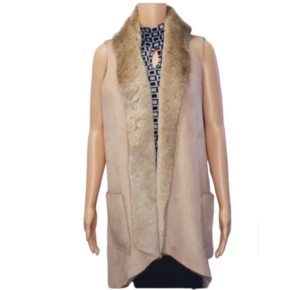 Ruyi Faux Suade Fur Beige Vest